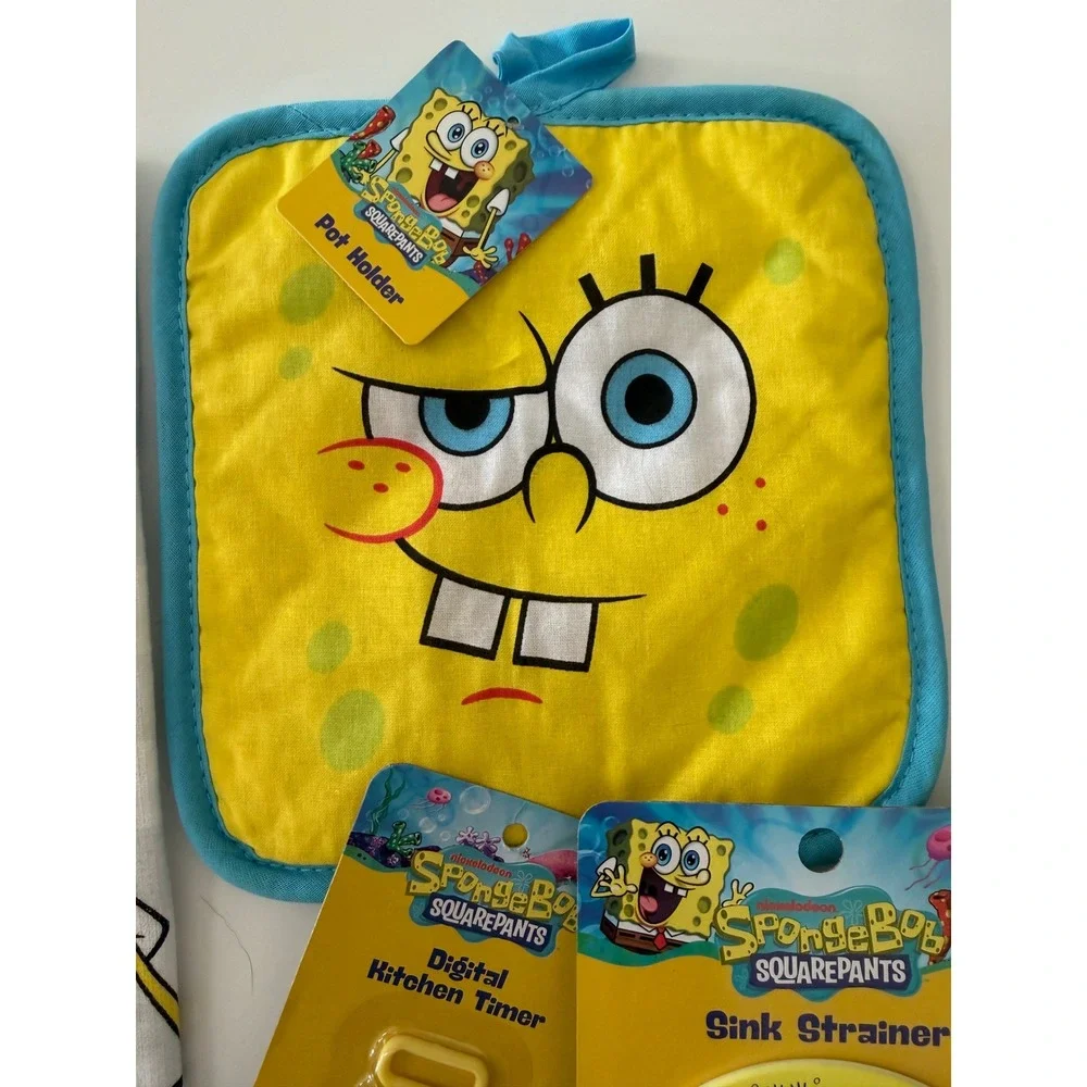 SpongeBob SquarePants Kitchen Set Mitt Pot Holder Towel Measuring Spoons Timer
